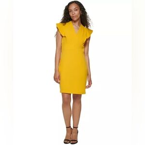 NWT DKNY Flutter Sleeve V-Neck Dress 16P Petite MSRP $129